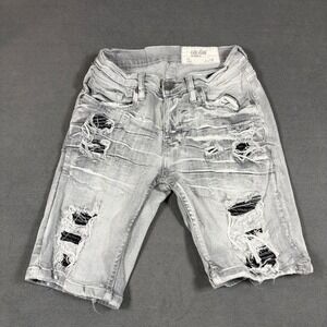 Evolution In Design Jean Shorts Boys Size 12 Gray Distressed Biker Moto Denim